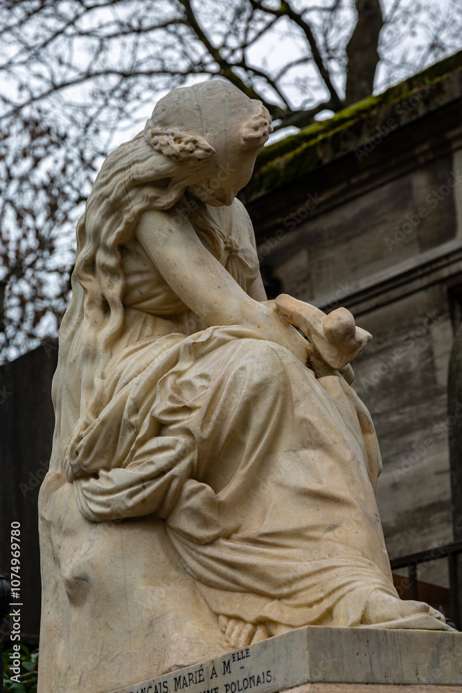 Monument  on the grave of Chopin in Pere Lachaise graveyard, Paris