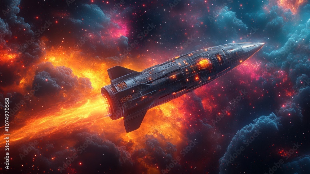 Spaceship Flying Through the Stars Spaceship Flying Through the Stars