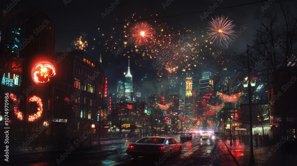 night celebration way firework city night celebration way firework city