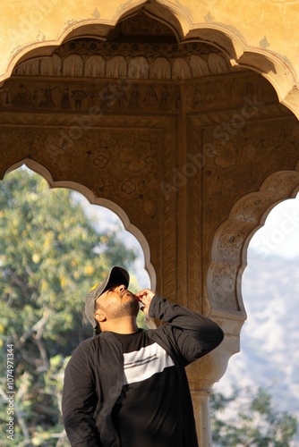 Man at the historic Red Fort in Delhi