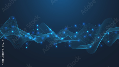 Digital network connect data lines and dots technology background template. Plexus effect. Polygonal concept connection background for your presentation