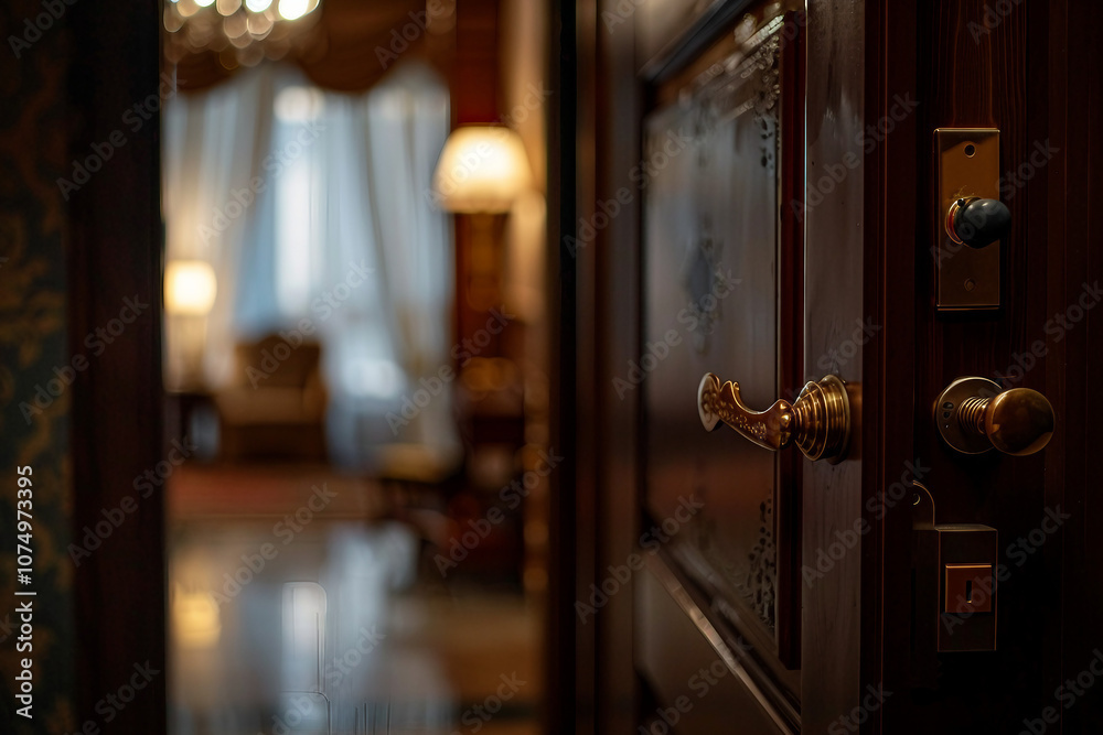 Generative AI Image of Open Hotel Room Door Inviting Traveler for Stay Generative AI Image of Open Hotel Room Door Inviting Traveler for Stay