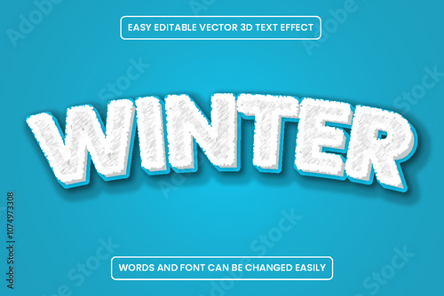 Editable luxury 3D Winter Text effect style template.
