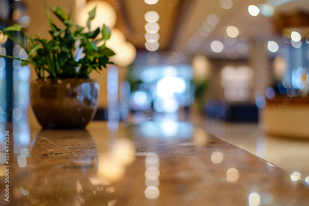 Generative AI Image of a Modern Hotel Lobby Interior with Elegant Reception Desk Generative AI Image of a Modern Hotel Lobby Interior with Elegant Reception Desk