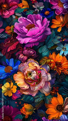 Colorful Flowers Arranged in a Lush Garden Setting