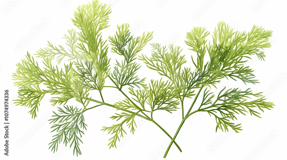 Green Sprigs of Dill with Delicate, Feathery Leaves Green Sprigs of Dill with Delicate, Feathery Leaves