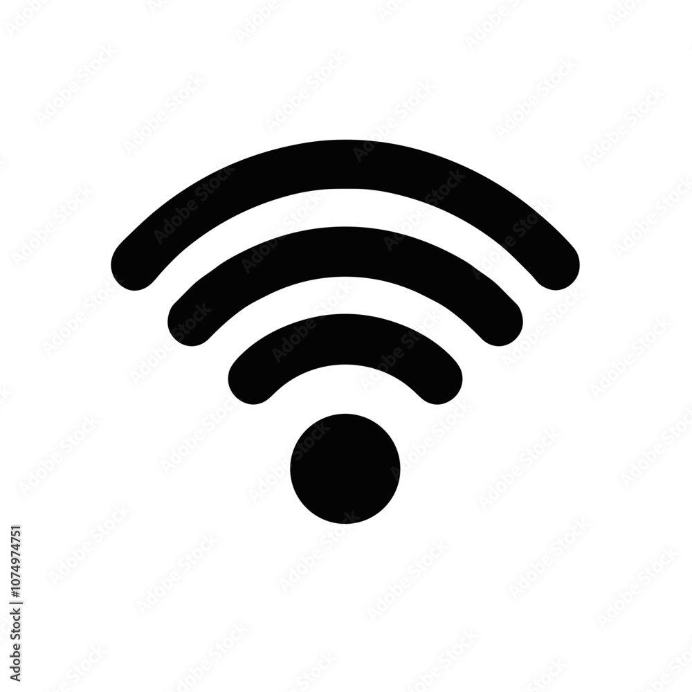 Black wifi signal icon on white background representing wireless communication
Black wifi signal icon on white background representing wireless communication