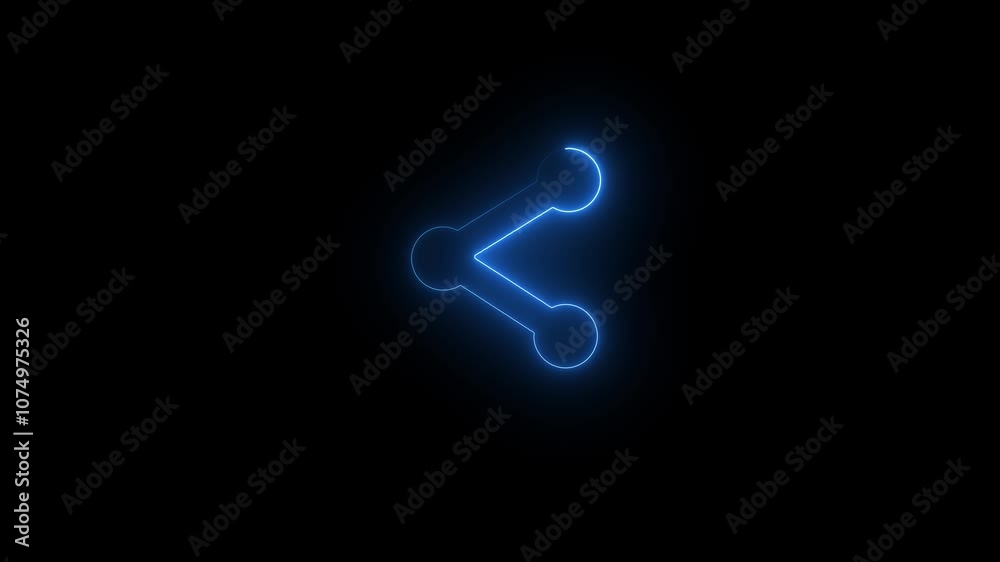 Neon glowing blue color share arrow icon . Glowing neon share sign white color icon animation. Neon glowing blue color share arrow icon . Glowing neon share sign white color icon animation.