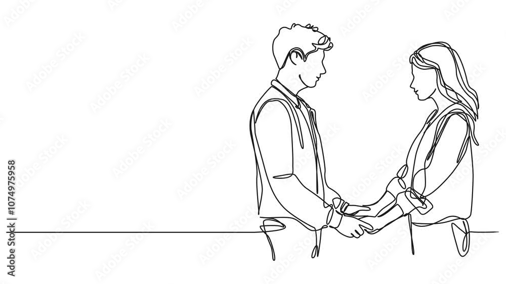 animated continuous single line drawing of young man and woman holding hands while looking at each other, line art animation animated continuous single line drawing of young man and woman holding hands while looking at each other, line art animation