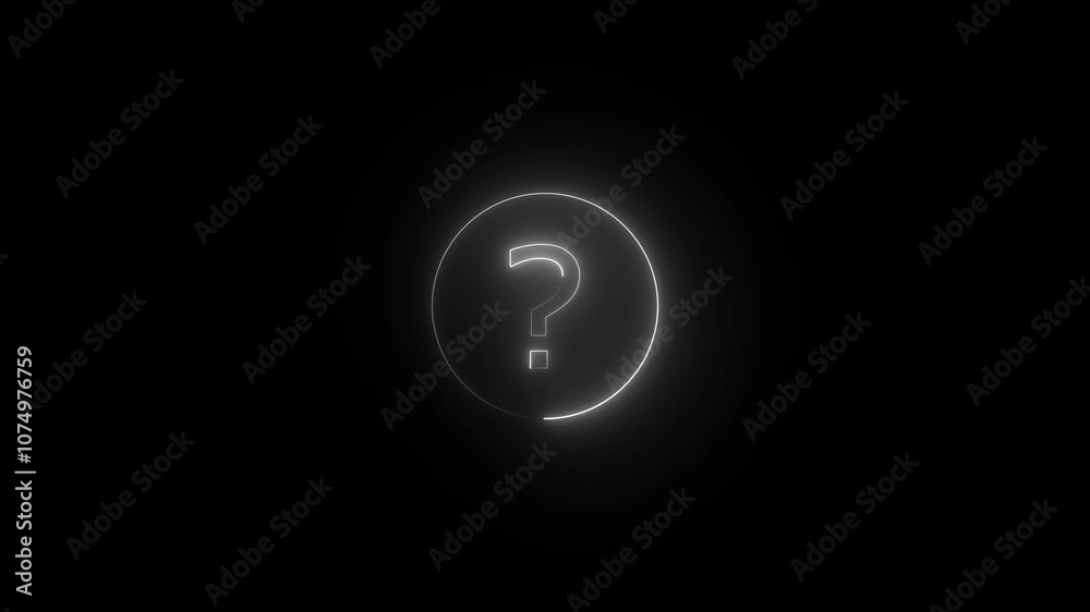 Animated neon glowing questions mark on black background. Moving question mark animation. Question mark Animation icon with Transparent background Animated neon glowing questions mark on black background. Moving question mark animation. Question mark Animation icon with Transparent background