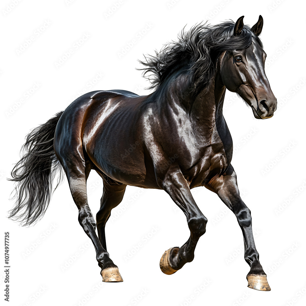 Powerful galloping horse muscles in motion dust free detail isolated on white and transparent background Powerful galloping horse muscles in motion dust free detail isolated on white and transparent background