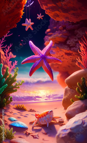  starfish on the beach