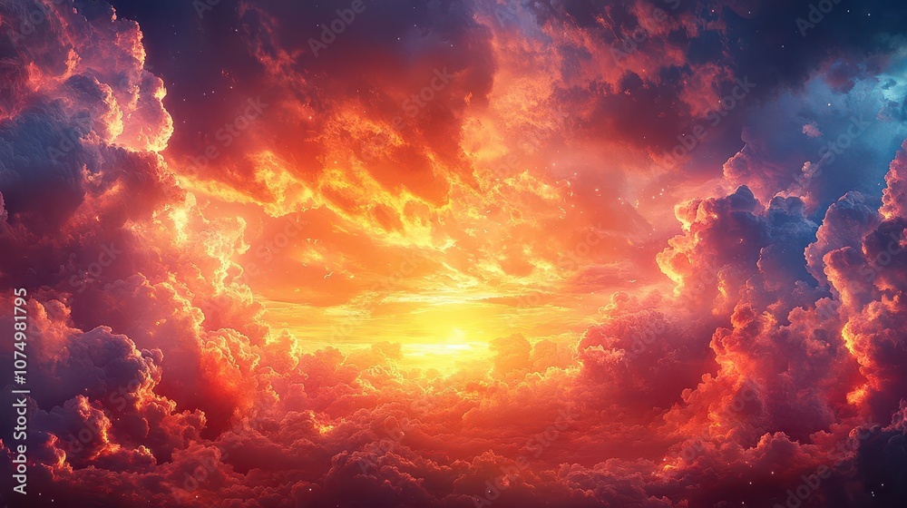a stunning display of colorful clouds fills the sky at sunset, casting warm golden light and vibrant reflections, creating a mesmerizing and serene atmospheric scene of day transitioning to night a stunning display of colorful clouds fills the sky at sunset, casting warm golden light and vibrant reflections, creating a mesmerizing and serene atmospheric scene of day transitioning to night