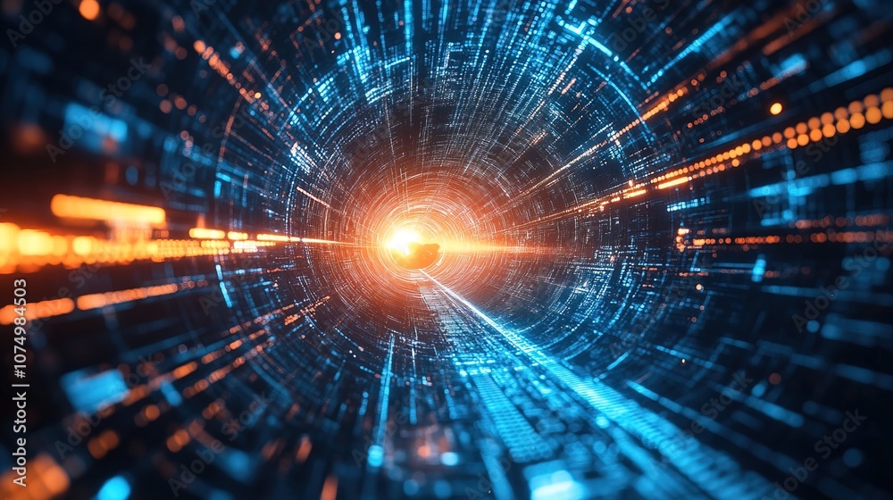 Space Rocket Launching. digital data tunnel Space Rocket Launching. digital data tunnel