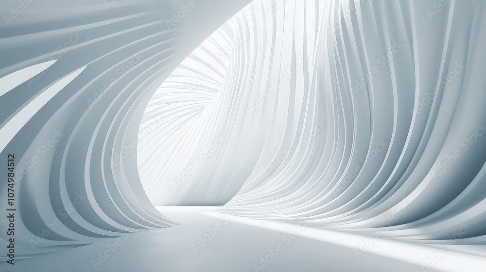 Naklejka premium White Corridor With Flowing Lines