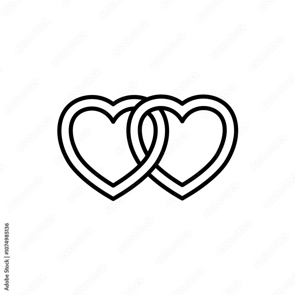 Two intertwined hearts - vector icon Two intertwined hearts - vector icon
