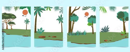 cute safari landscape template banner for a4 vertical design