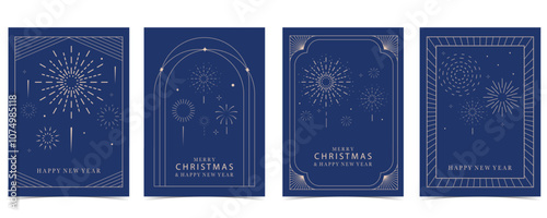 firework background in night with deco frame.Editable vector illustration for a4 vertical design