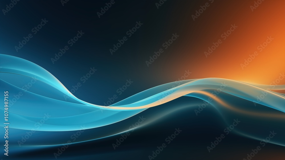 Fototapeta premium Flowing Waves of Blue and Orange Light at Dusk