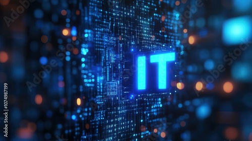 Wallpaper Mural "IT" text information technology concept on touchscreen, computer systems Torontodigital.ca