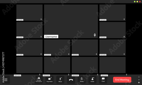 A digital meeting platform displays an empty grid where usernames appear, reflecting a moment of anticipation before the discussion begins. The interface signifies online collaboration.