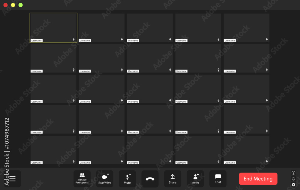 In a virtual meeting room during the evening, a grid of empty participant squares indicates a waiting audience, emphasizing the anticipation for discussions to start. In a virtual meeting room during the evening, a grid of empty participant squares indicates a waiting audience, emphasizing the anticipation for discussions to start.