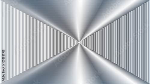 Silver metal abstract background with thin light lines forming a narrowing passage or doorway