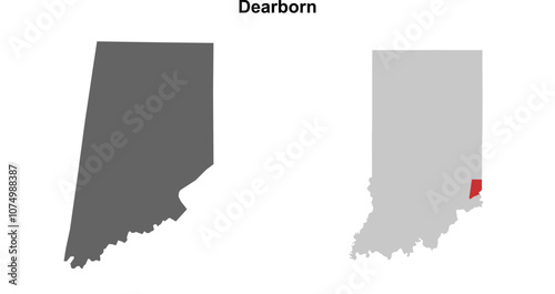 Dearborn County (Indiana) blank outline map set