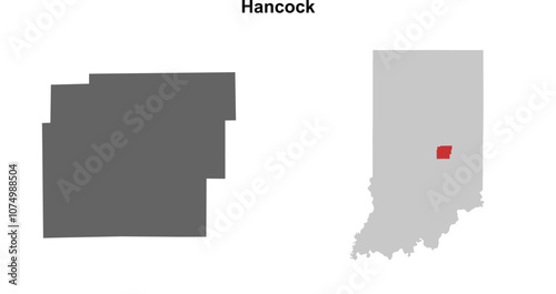 Hancock County (Indiana) blank outline map set