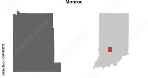 Monroe County (Indiana) blank outline map set