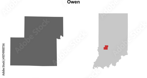 Owen County (Indiana) blank outline map set