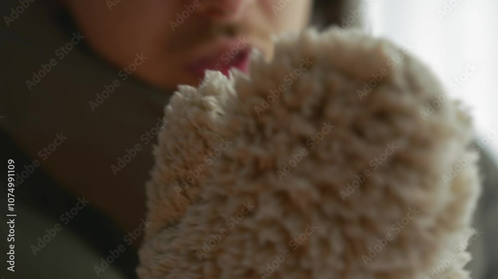 A man is freezing from the cold wearing winter fluffy gloves.
A man warms himself with warm gloves in cold weather.
The guy has winter gloves on his hands.
Gloves, winter, weather, snow A man is freezing from the cold wearing winter fluffy gloves.
A man warms himself with warm gloves in cold weather.
The guy has winter gloves on his hands.
Gloves, winter, weather, snow