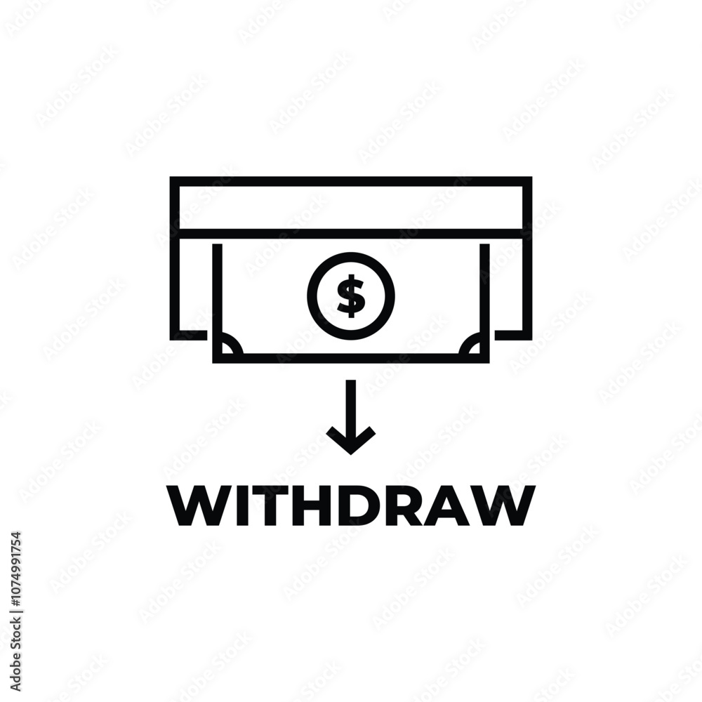 withdraw money icon vector design outline style withdraw money icon vector design outline style