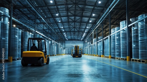 Forklift in a warehouse