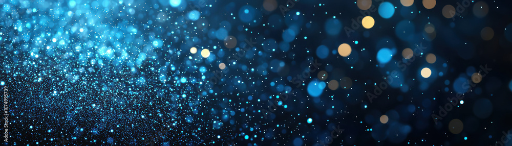 Fototapeta premium Captivating blue and gold bokeh lights create a mesmerizing atmosphere, perfect for background use in various design projects.