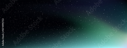 Mystical night sky with a hint of aurora borealis. Calming and peaceful atmosphere, Northern lights, Vector Illustration.