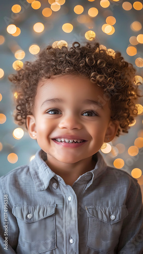 Wallpaper Mural Smiling Child Portrait with Warm Lighting and Bokeh Torontodigital.ca