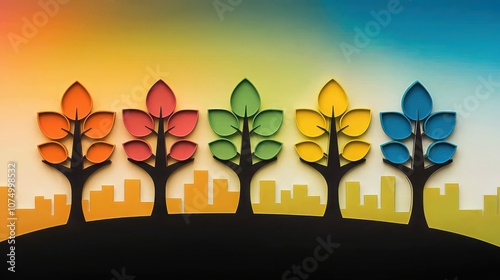 Discover a serene oasis of knowledge and mental well-being in a library where bookshelves transform into vibrant trees. 