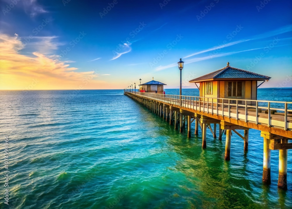 Pier Station Ocean View AI Photo, Copy Space Pier Station Ocean View AI Photo, Copy Space
