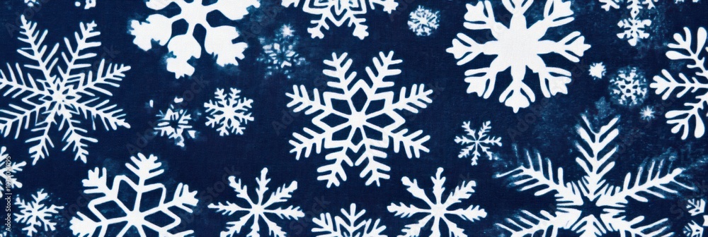 A pattern of white snowflakes on a dark blue background, evoking winter themes. A pattern of white snowflakes on a dark blue background, evoking winter themes.