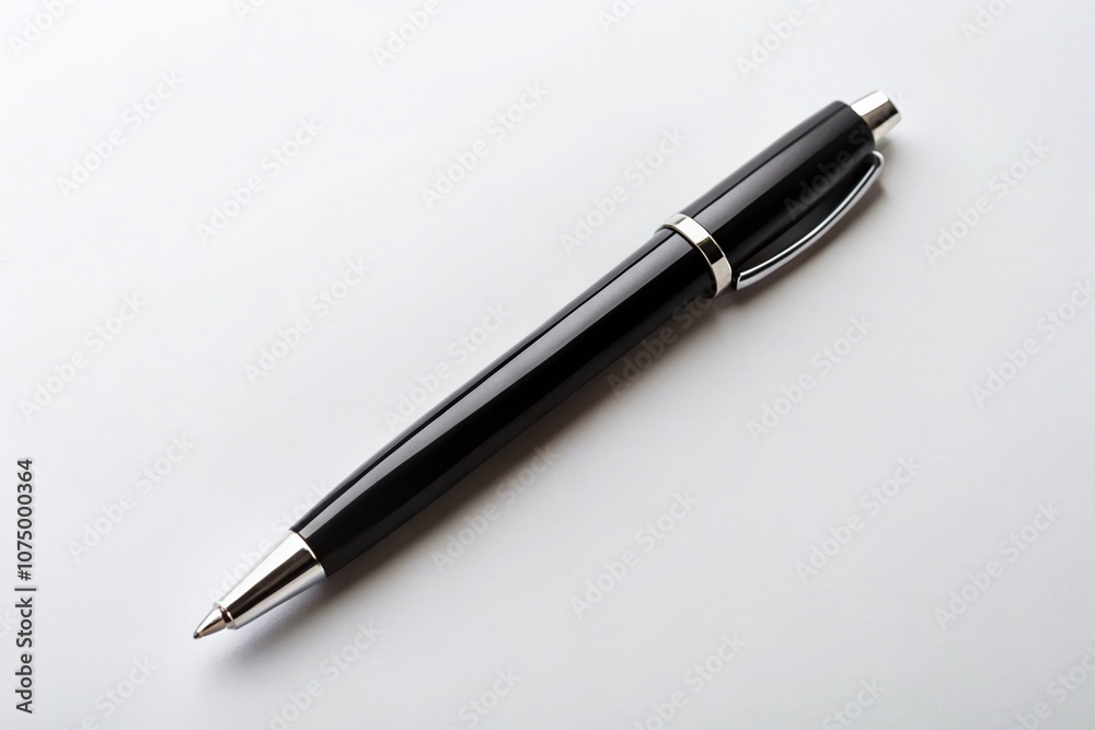 Sleek black pen on a white surface, ideal for office and school use. Perfect for writing and drawing, Sleek black pen on a white surface, ideal for office and school use. Perfect for writing and drawing,