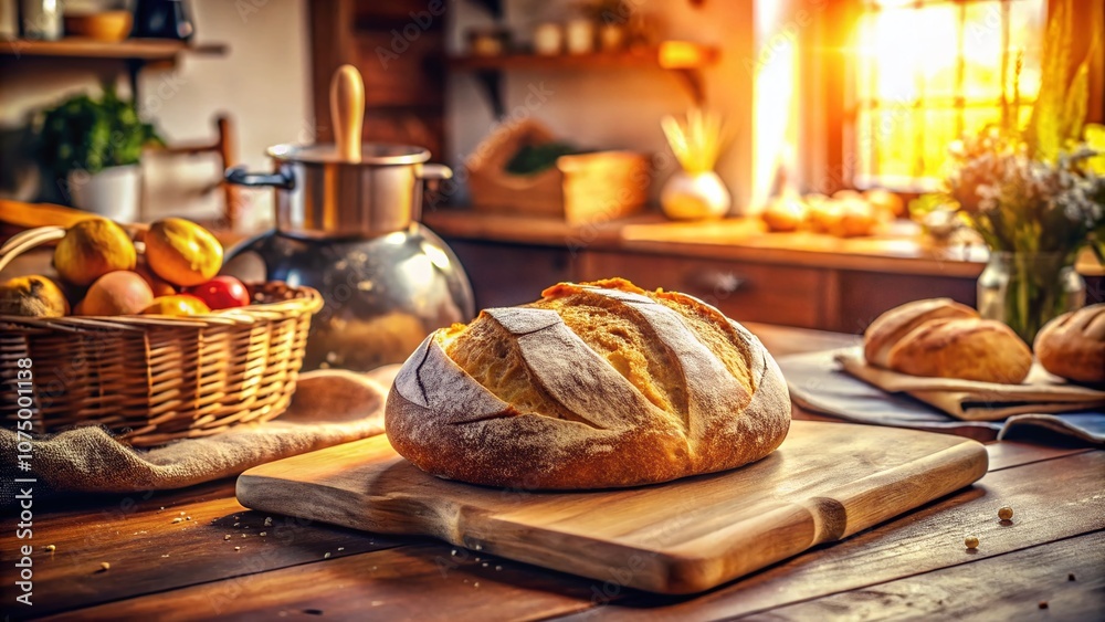 Tilt-Shift Artisan Bread, Cozy Kitchen Afternoon Light Tilt-Shift Artisan Bread, Cozy Kitchen Afternoon Light