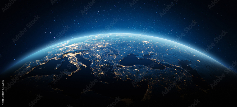 Obraz premium Europe, Turkey and Ukraine city lights