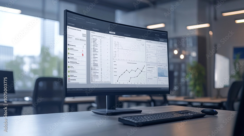 Naklejka premium Minimal 3D Render of Inventory Management Software Tracking Levels and Distribution Routes