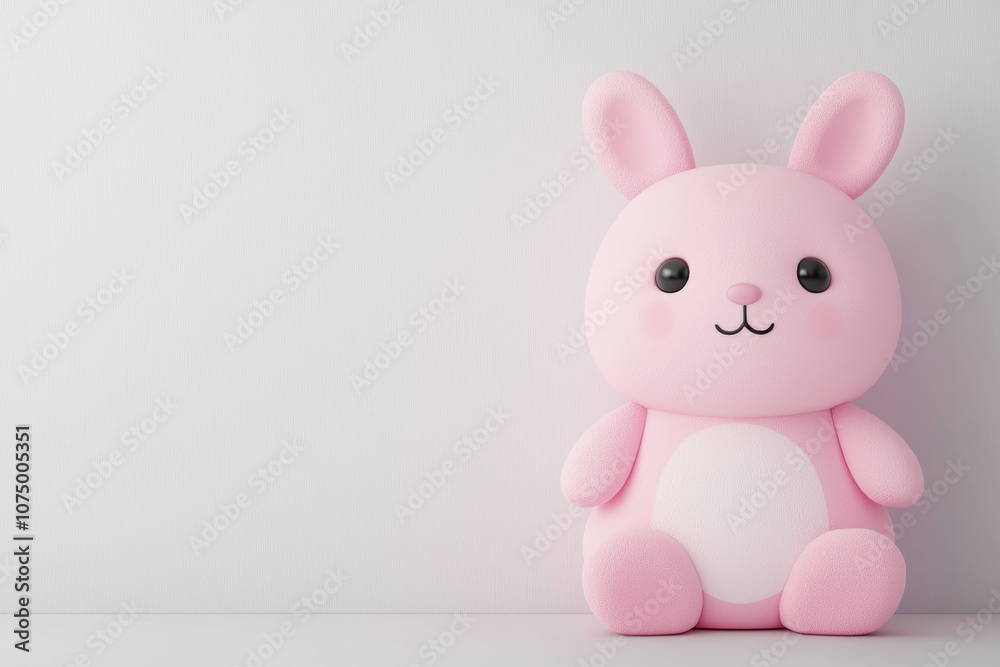 Adorable pink plush bunny toy sitting against a plain white background, exemplifying cuteness and simplicity in a minimalist setting. Adorable pink plush bunny toy sitting against a plain white background, exemplifying cuteness and simplicity in a minimalist setting.