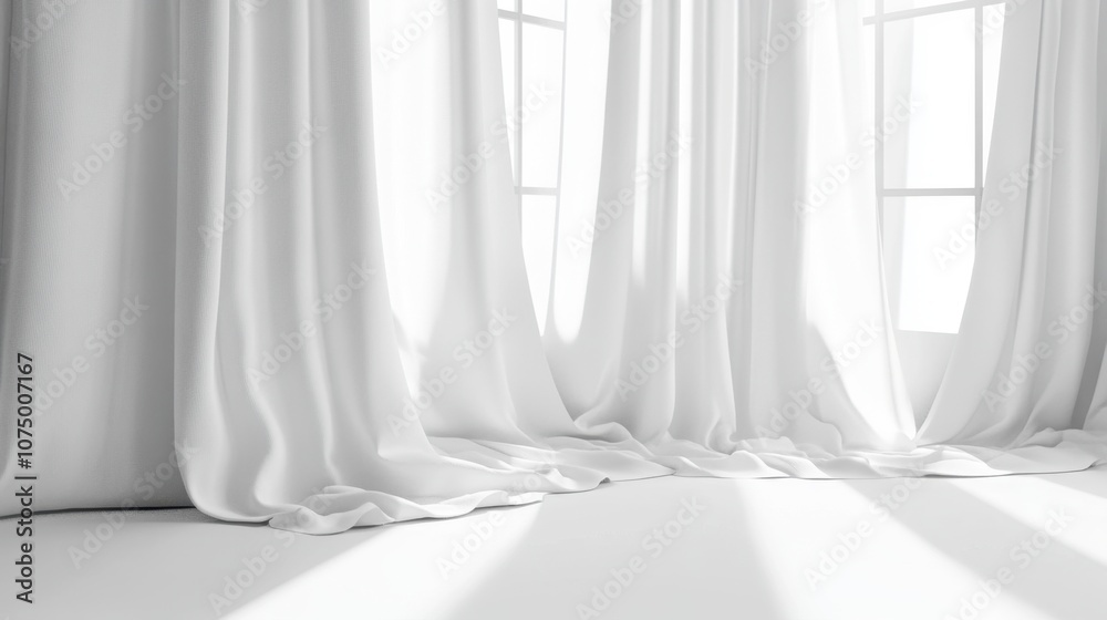 Soft White Drapery with Sunlight Streaming Through Windows Creating a Serene and Airy Atmosphere in an Elegant Indoor Space Soft White Drapery with Sunlight Streaming Through Windows Creating a Serene and Airy Atmosphere in an Elegant Indoor Space
