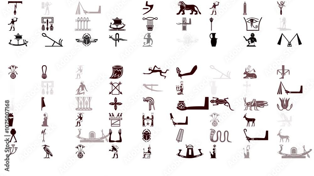 Stream of signs from ancient Egypt, hieroglyphs, symbols and signs Stream of signs from ancient Egypt, hieroglyphs, symbols and signs