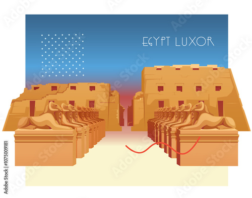 The Karnak Temple Complex - Luxor, Egypt - Stock Illustration