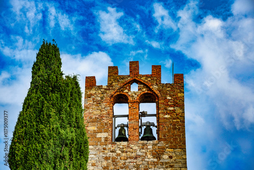 Panorama of Monteleoni Castle in the medieval village of Campagnatico Grosseto Tuscany Italy