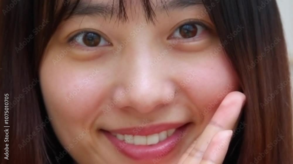 cute and adorable expression of very beautiful Asian women makes the heart happy